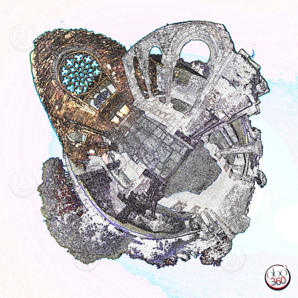 Artistic composition made from a 360 ° view taken in the ruins of a medieval chapel in Finistère.